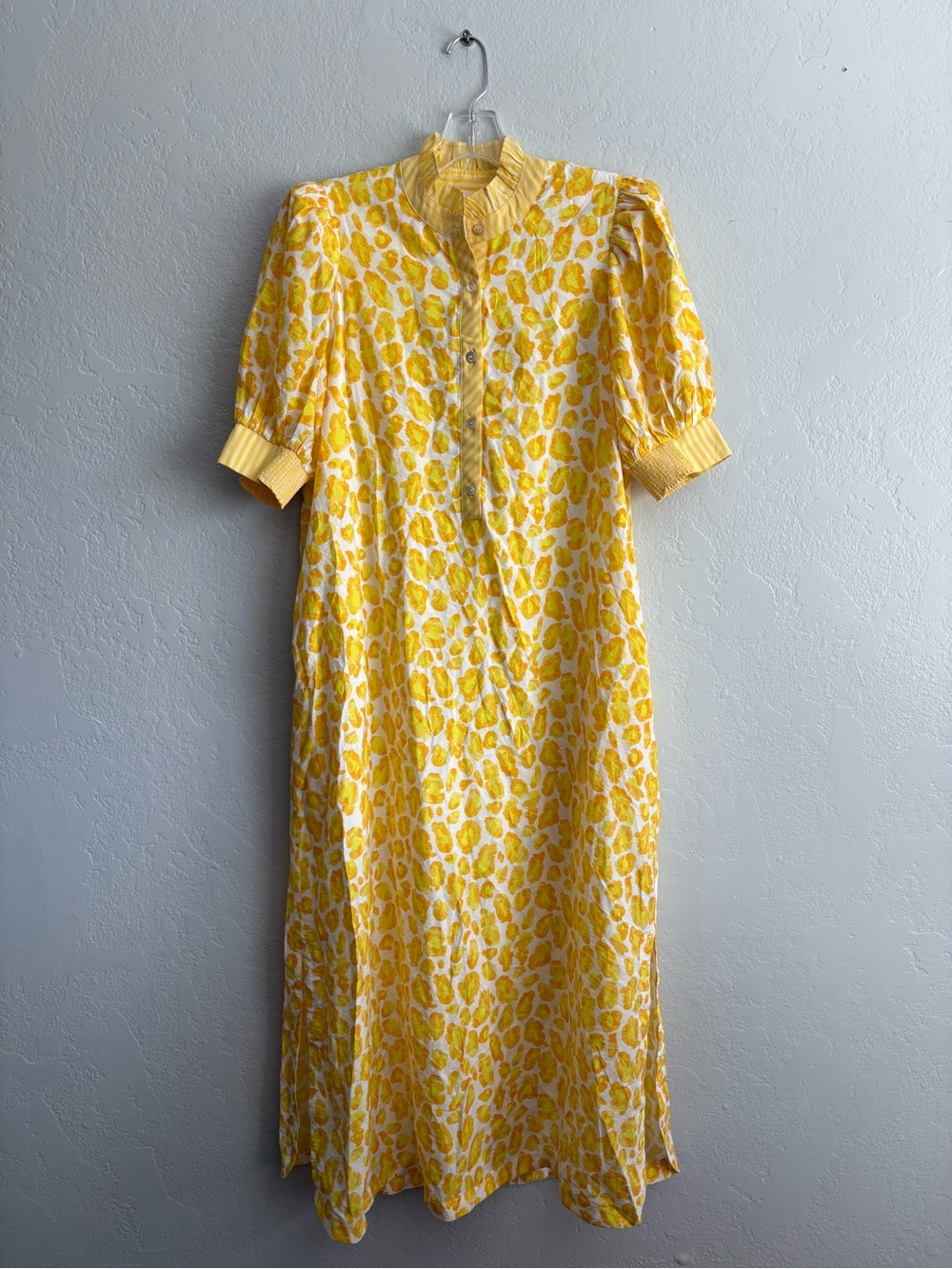 ❤️NEW entro Yellow Printed Puff-Sleeve Maxi Dress